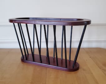 Vintage Magazine Rack Scandinavian wood spindle design