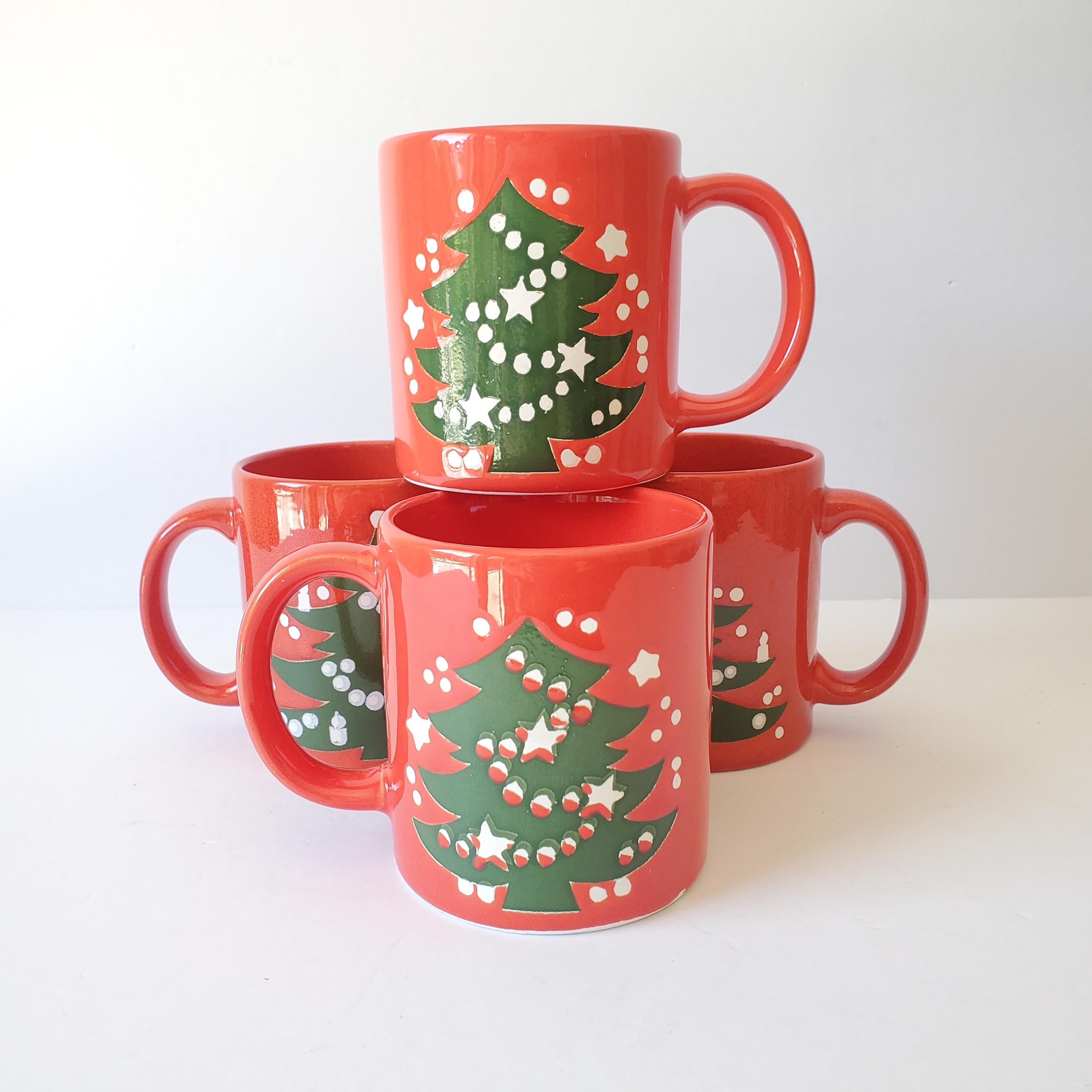 【ひまわり さま】vintage ornament ❀ かわいい 赤いおうち 16 Piece Waechtersbach Red Christmas Tree Ceramic Dinnerware for 4