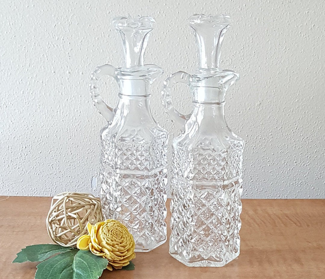 Vintage Anchor Wexford Glass Cruets, Oil and Vinegar Cruet Set, Anchor