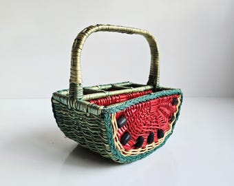 vintage wicker utensil basket