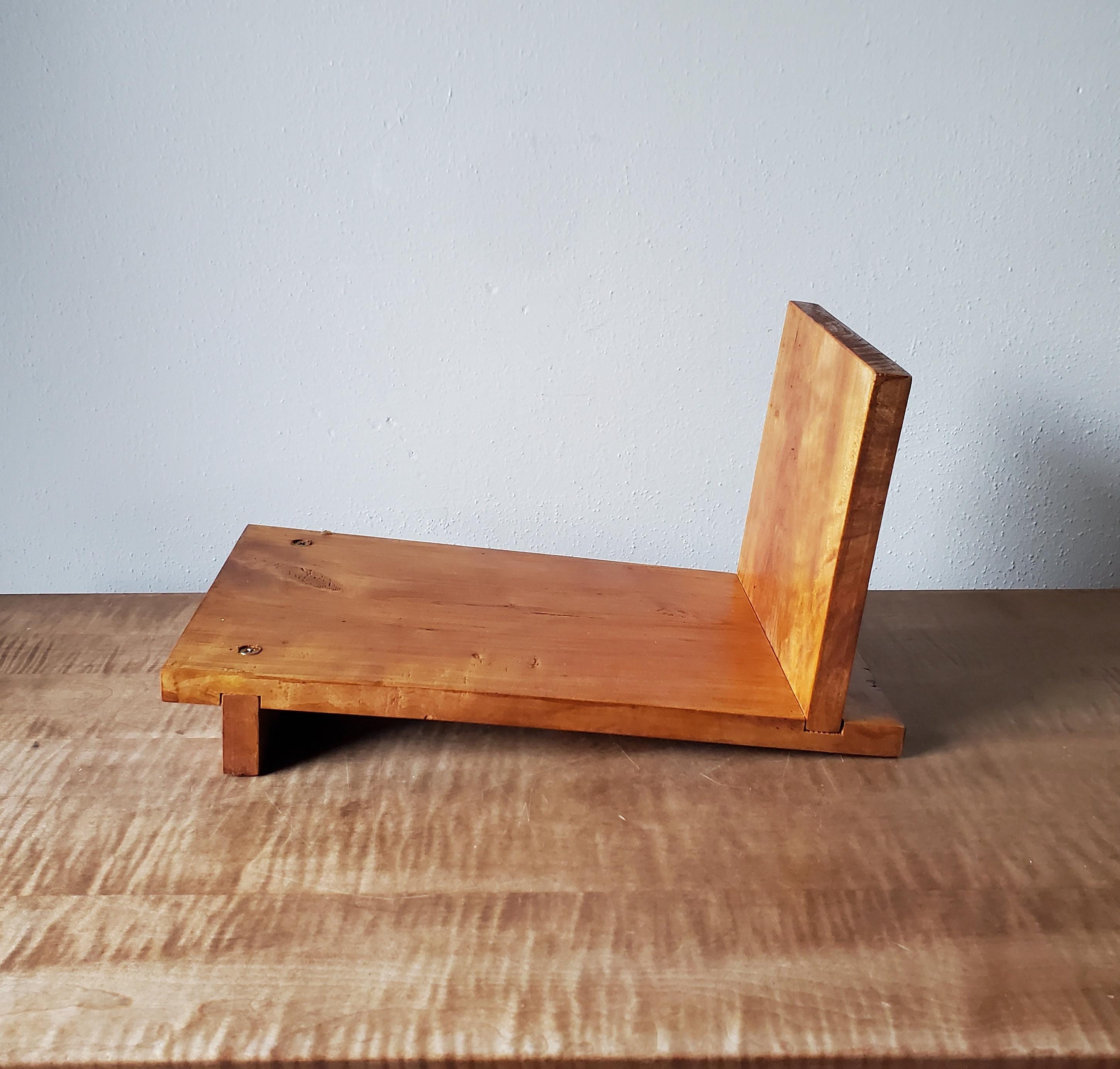 slanted wood book rack shelf handcrafted cherry book shelf