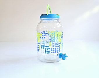 Vintage Glass Gallon Sun Tea Jar Cluster Dots Motif