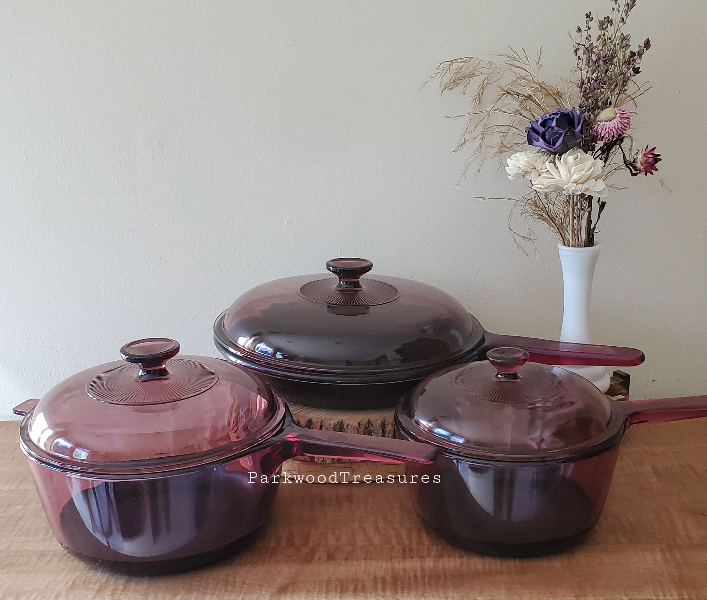 ビジョンクランベリー片手鍋フライパンパイレックス鍋 3点セット