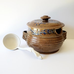 ceramic soup tureen vintage studio pottery soup tureen with lid and ladle holds one gallon