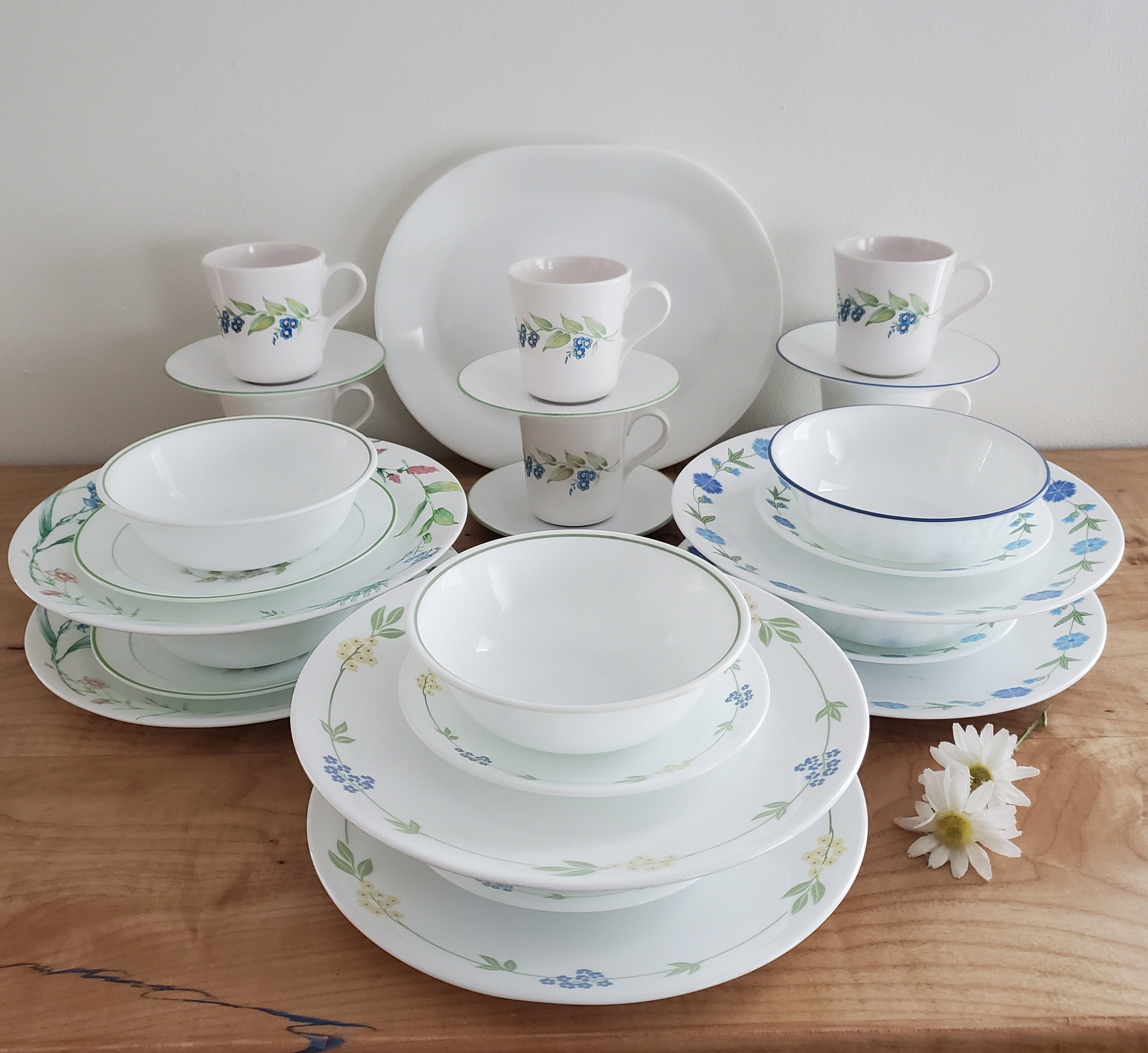 Vintage Corelle Dinnerware Corelle Sets Mismatched Plates Etsy