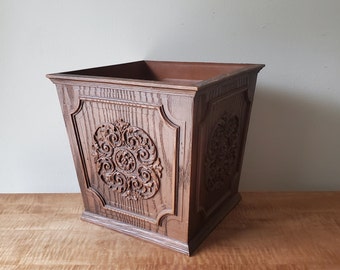 Vintage Wastebaseket, Faux Wood Panel Wastebasket, 1960's Era Wastebasket