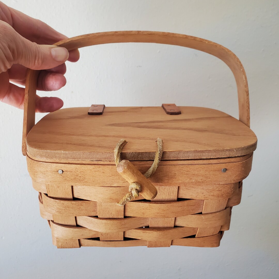 Longaberger Woven Snack Basket Wood Picnic Basket - Etsy