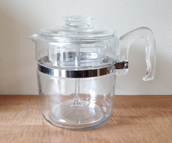 Vintage PYREX 7829 Flameware Glass Coffee Percolator Pot Tall 9 Cup -   Log Cabin Decor