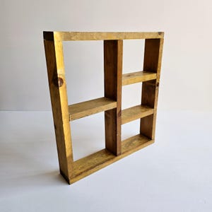 wall hanging curio shadow box 15&quot; x 16&quot; vintage wood display cabinet, curio box