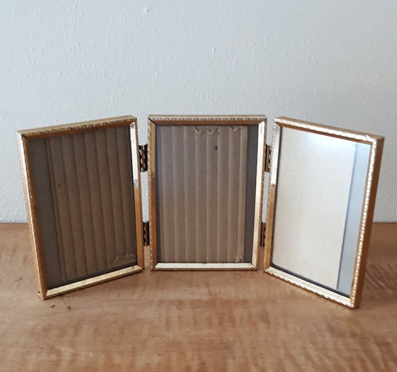 Vintage Tri Fold Hinged Gold Metal Picture Frames 5x7 4x5 Etsy
