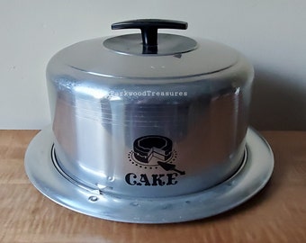 Vintage Aluminum Cake Keeper by West Bend, Metal Cake Carrier, Made in the USA