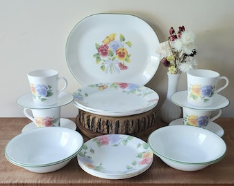 Vintage Corelle Summer Blush Dinnerware: 21 Piece Set for Guests