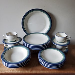 Vintage Pfaltzgraff Dinnerware Ocean Breeze Dishes 21 Piece Set for 4