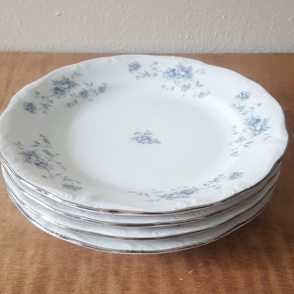 Vintage Johann Haviland Blue Garland China 4 Bread Plates