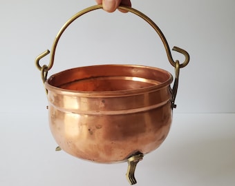 footed copper pot cauldron