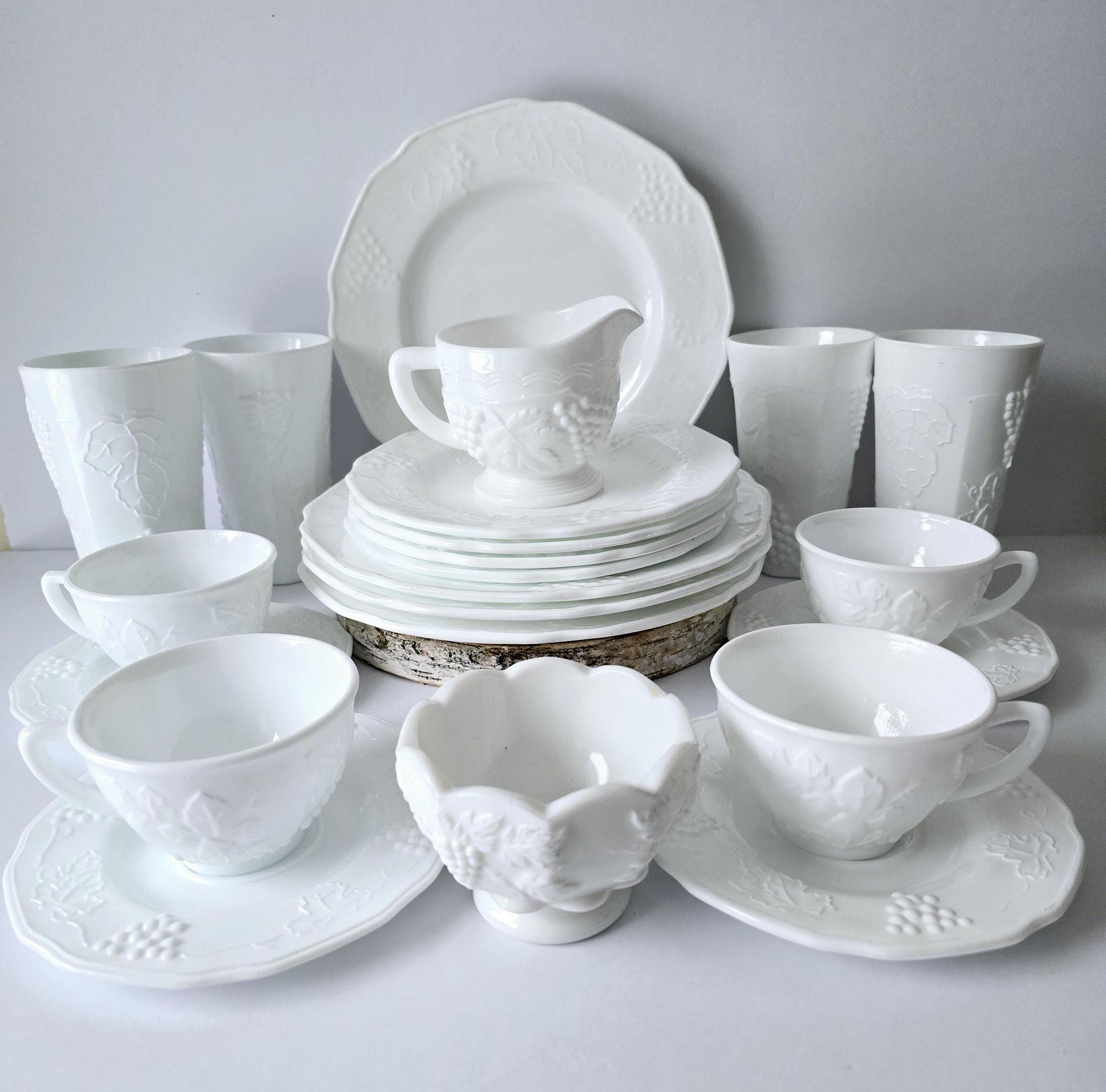 Indiana Glass Colony Harvest Milk Glass Dinnerware Set 22 Piece