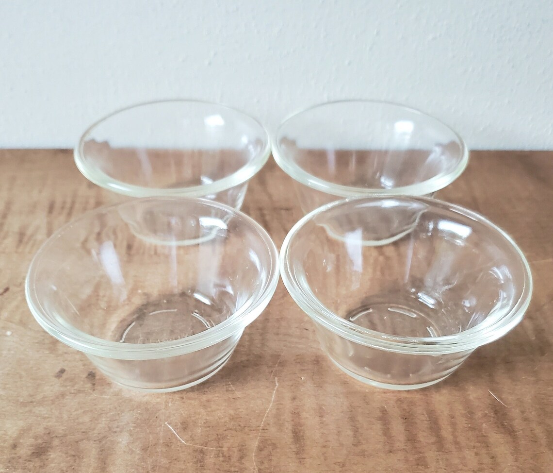Vintage Glasbake Glass 6 Ounce Ramekin Bowls Set of 4 Prep Etsy