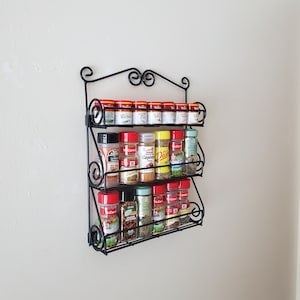 Vintage Black Iron 3-tier Spice Rack: Wall or Countertop Organizer - Etsy