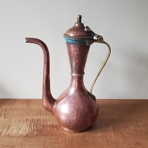 Antique Turkish Copper Ewer Pitcher Ottoman Dallah Pot