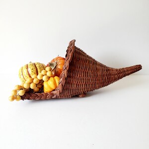 Cornucopia basket vintage Thanksgiving Horn of Plenty centerpiece
