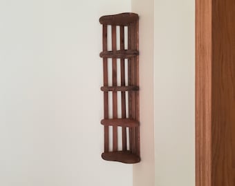 22" Vintage Wood Corner Shelf 4 Tier Hanging Wall Display