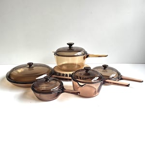 Vintage Amber Visions Pyrex Cookware Set: 10 Piece Corning Ware