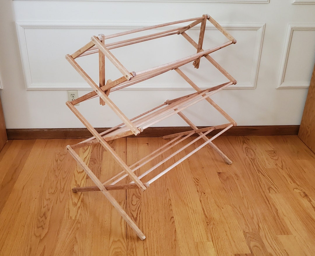 Vintage Wooden Clothes Rack, Collapsible Wooden Laundry Rack - Etsy