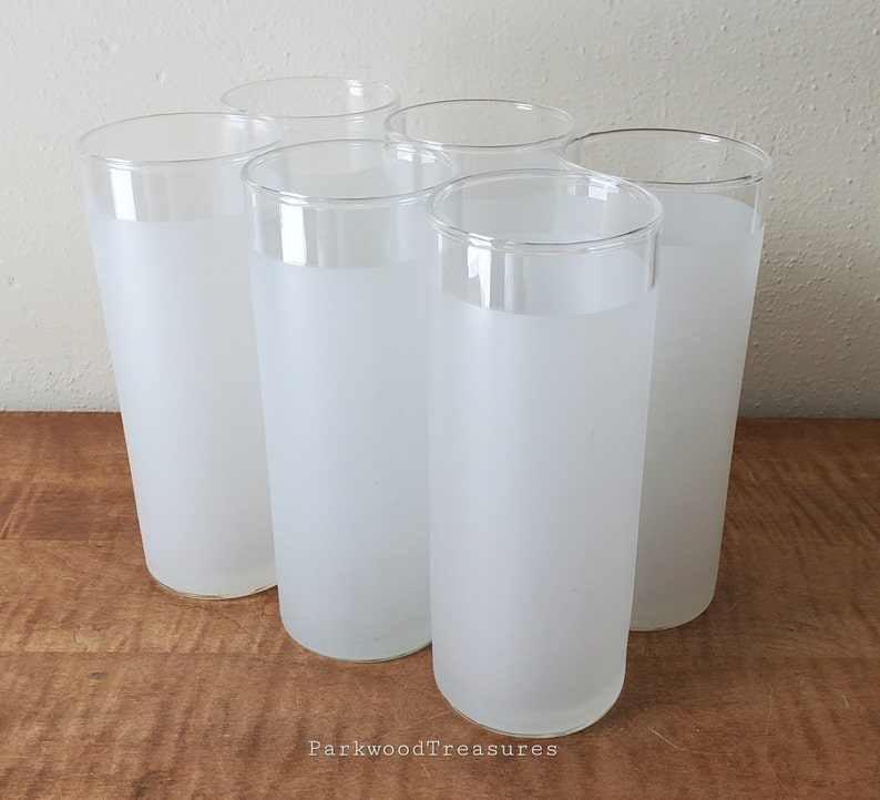 Vintage Libbey Tom Collins Glasses Frosted Barware Glasses Set Etsy