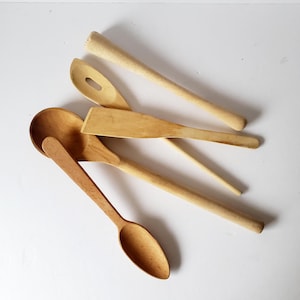wooden kitchen utensils 6 vintage wood cooking spoons