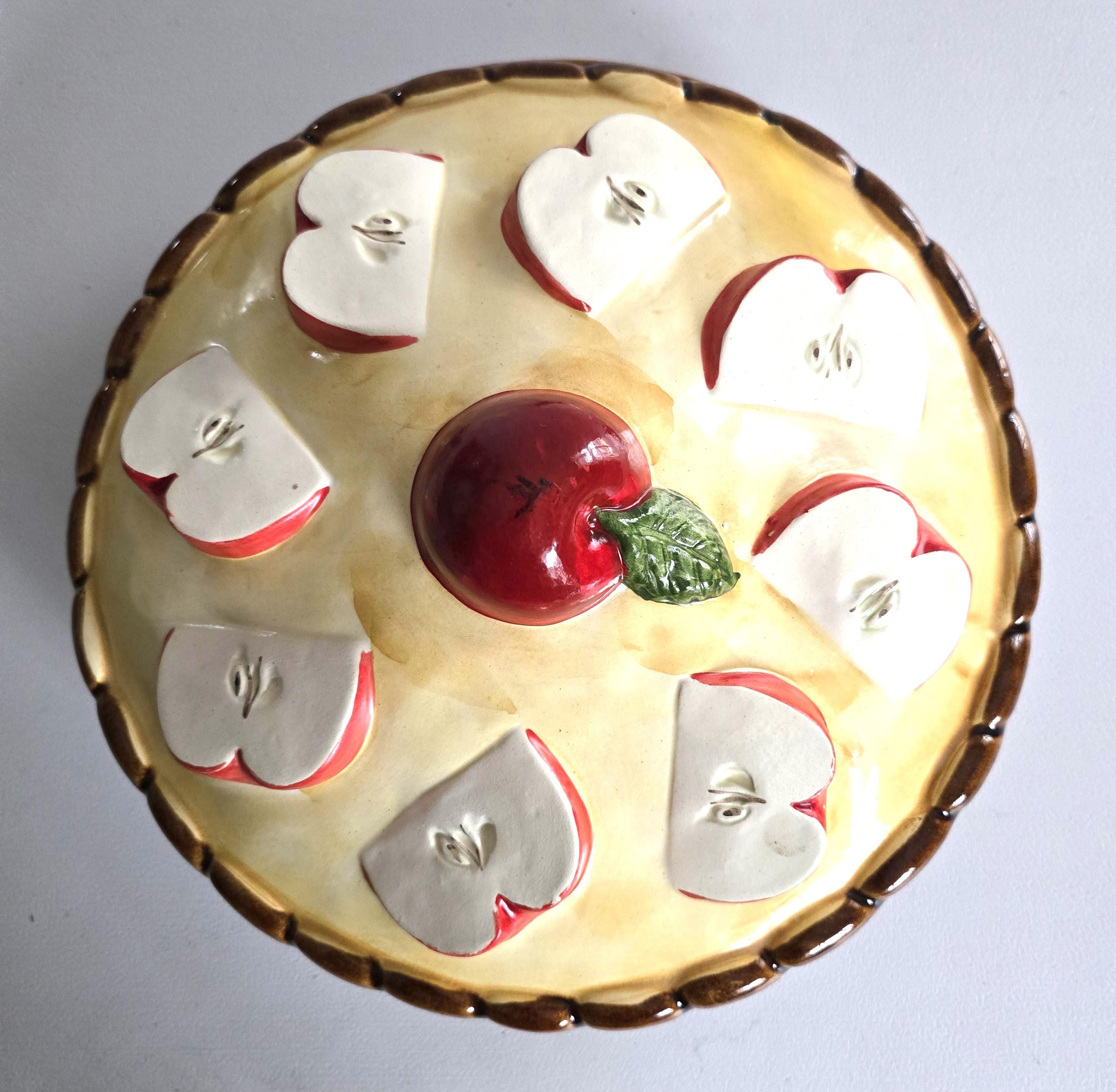 Vintage Ceramic Pie Plate & Lid Apple Pie Dish - Etsy
