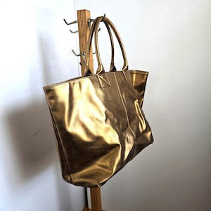 metallic bronze tote bag vintage GAP carry bag