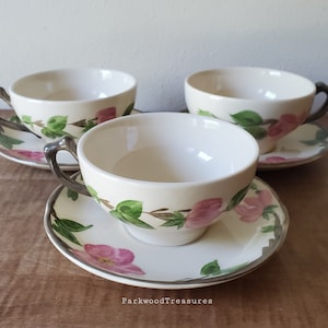 Vintage Franciscan Desert Rose Tea Cup & Saucers, 3 Sets