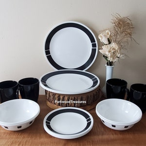 Vintage Corelle Urban Black Corelle Dinnerware 16 Piece Set