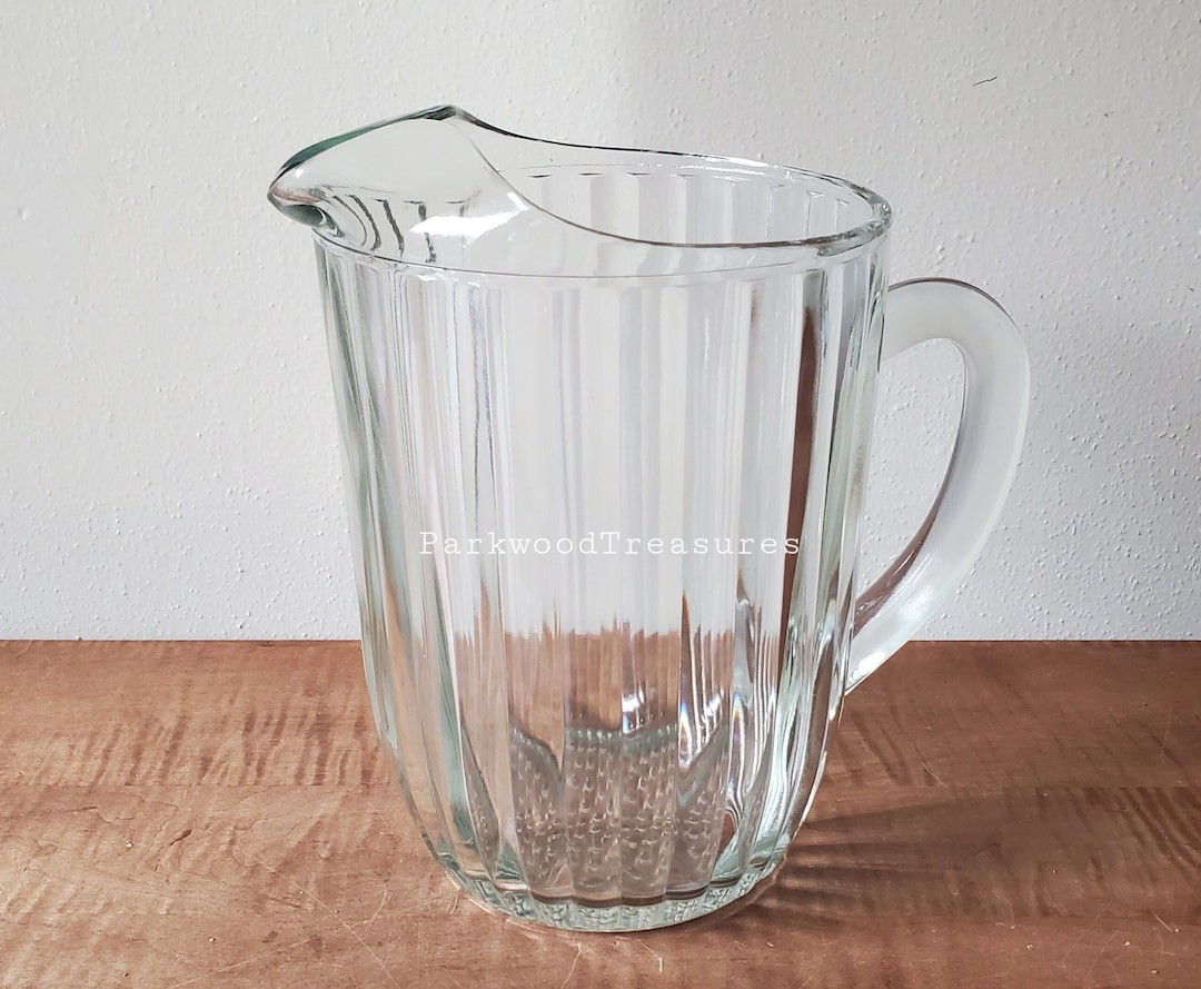 Vintage Glass Water Pitcher, Ribbed Glass Pitcher, Glass Co Etsy
