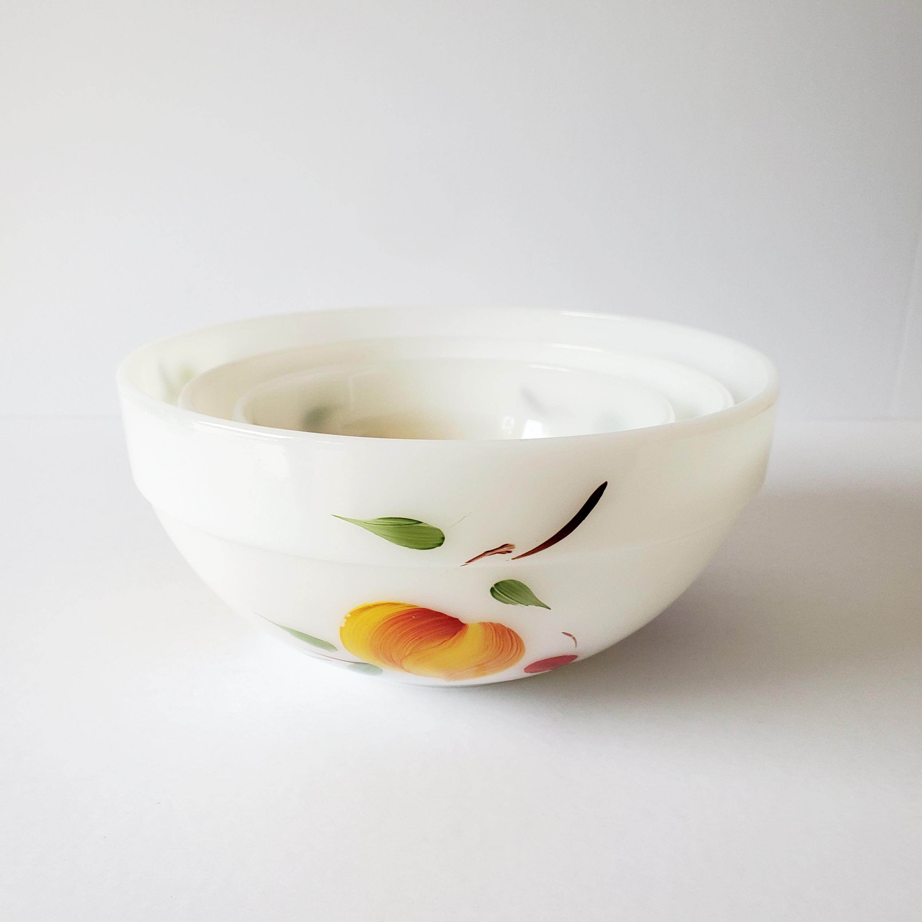 Vintage Fire King Nesting Bowls: Gay Fad Fruit, Anchor Hocking