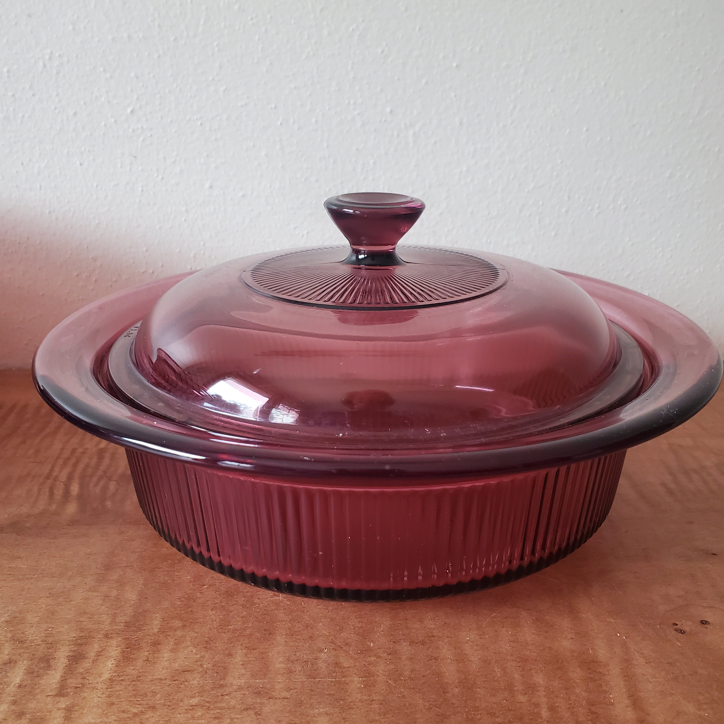 Pyrex Cranberry Vintage Pyrex Visions Cranberry Casserole Set: 5 Ribbed Glass Dishes - Etsy