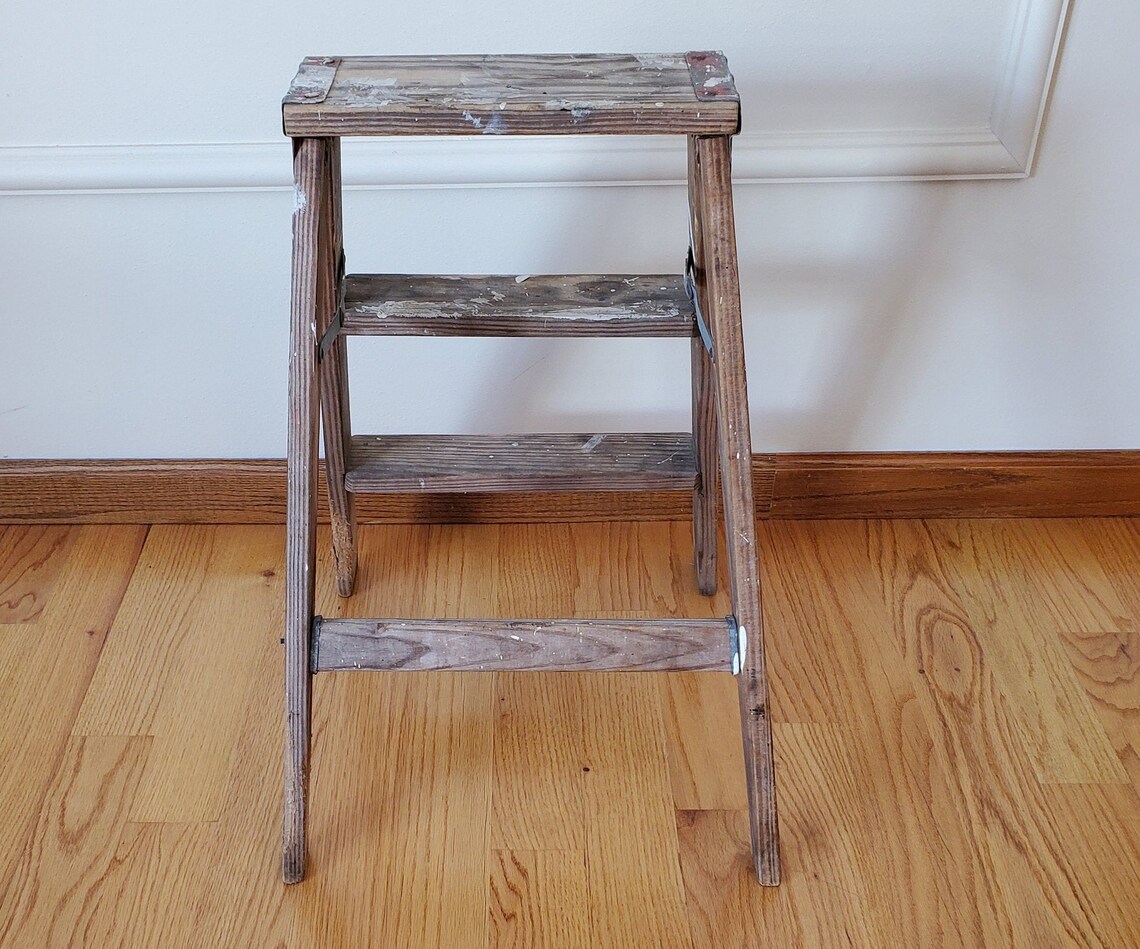 Vintage Wooden Step Ladder Rustic Country Step Stool - Etsy