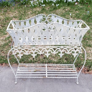 Vintage Southern French Country Victorian Porch Ornate Wrought Iron Garden Porch Planter Stand