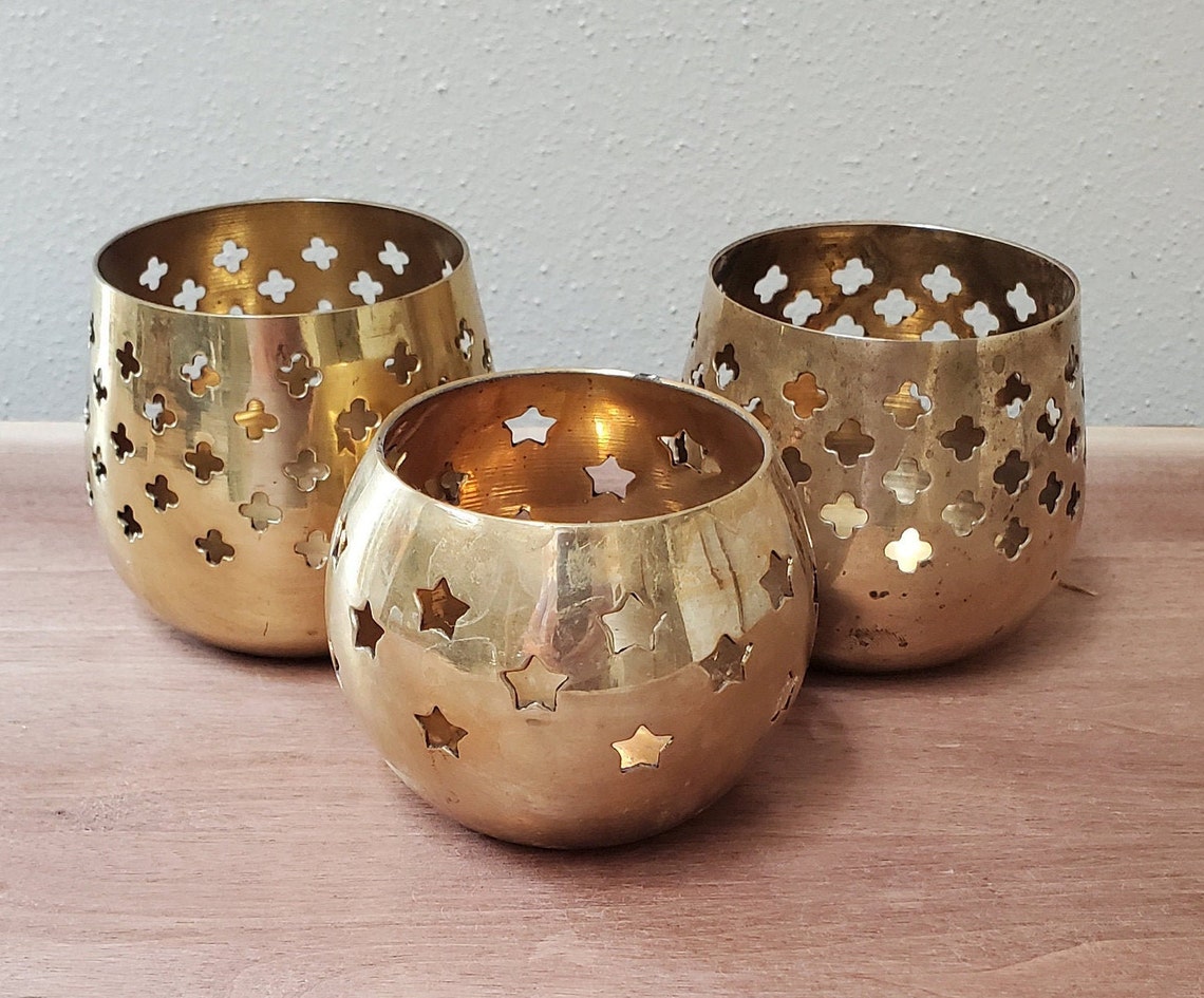 Vintage Brass Votive Candle Holders Etsy