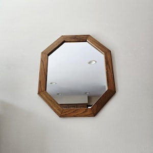 wood framed oval wall mirror 24&quot; x 20&quot; vintage oval octagon wood hanging mirror