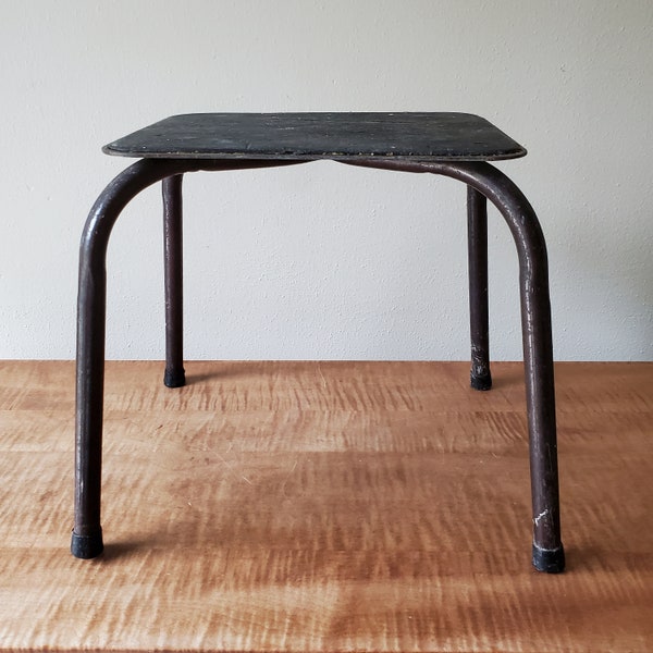 Vintage Foot Stool, Rustic Metal Foot Stool