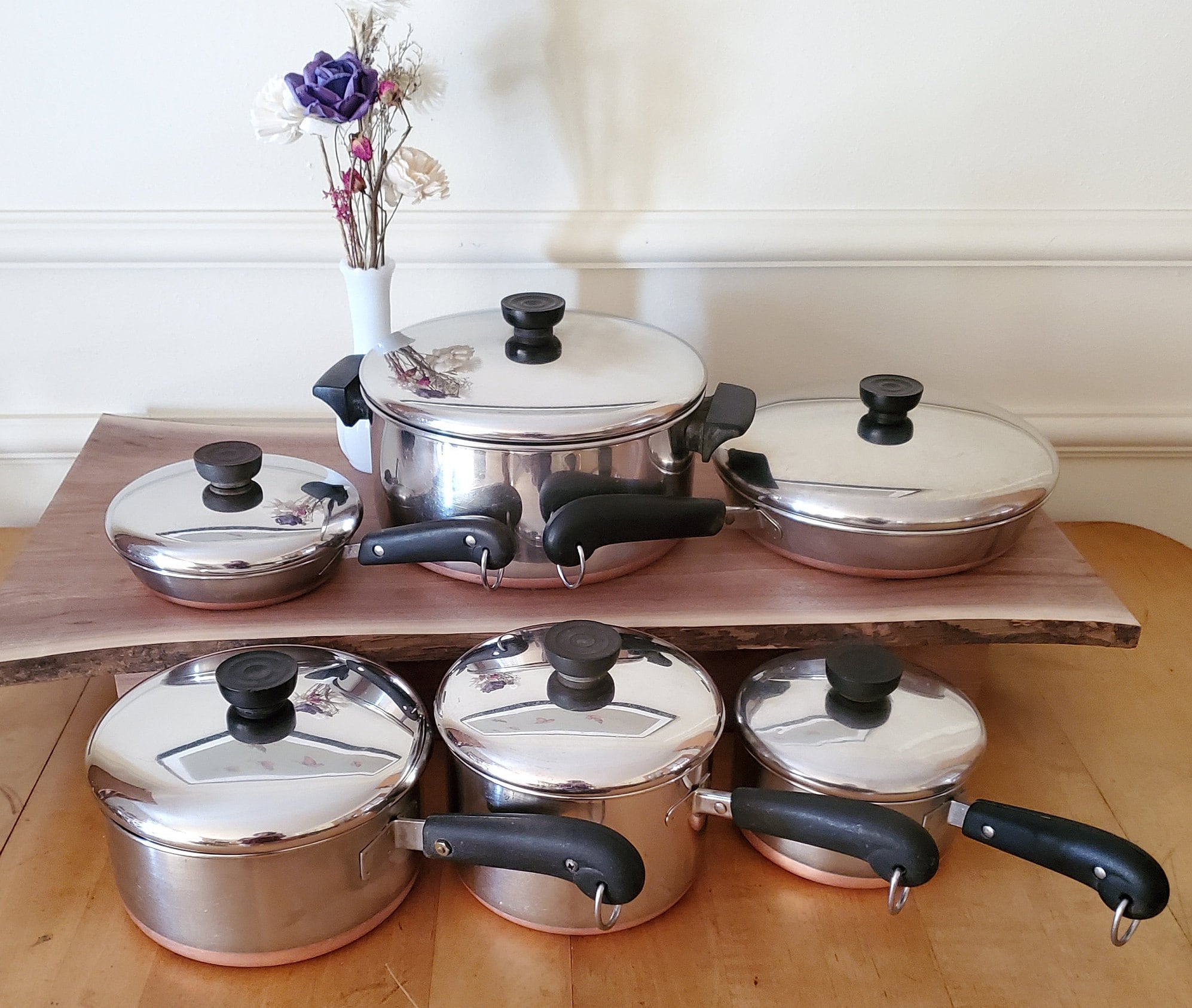 Vintage Revere Ware Copper Bottom Pots & Pans Revereware 