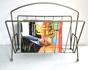 Vintage Magazine Rack Brass Metal Magazine Holder - Etsy