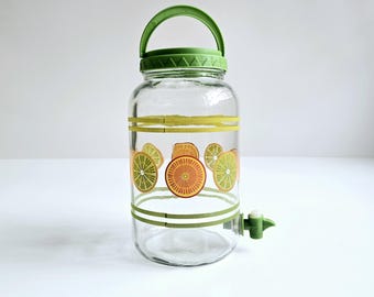 Vintage Glass Gallon Ice Tea Jar Citrus Slices