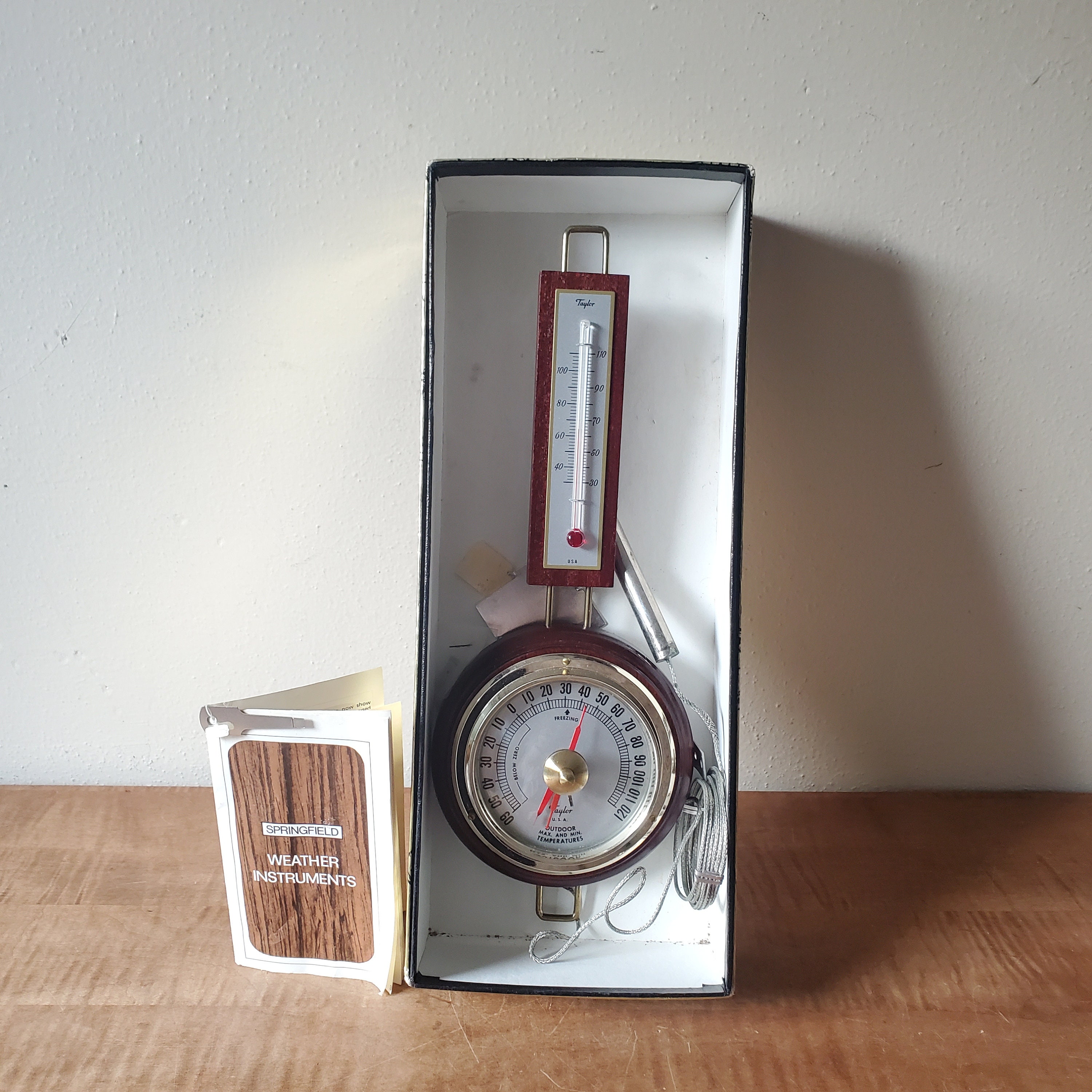 Vintage Working Barometer, Indoor Outdoor Weather Station, New in Box  Taylor, Temperature Barometer Humidity Wall Mount 