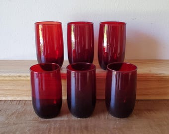 6 Anchor Hocking Royal Ruby Red tumblers: 10 ounce size  /details in description