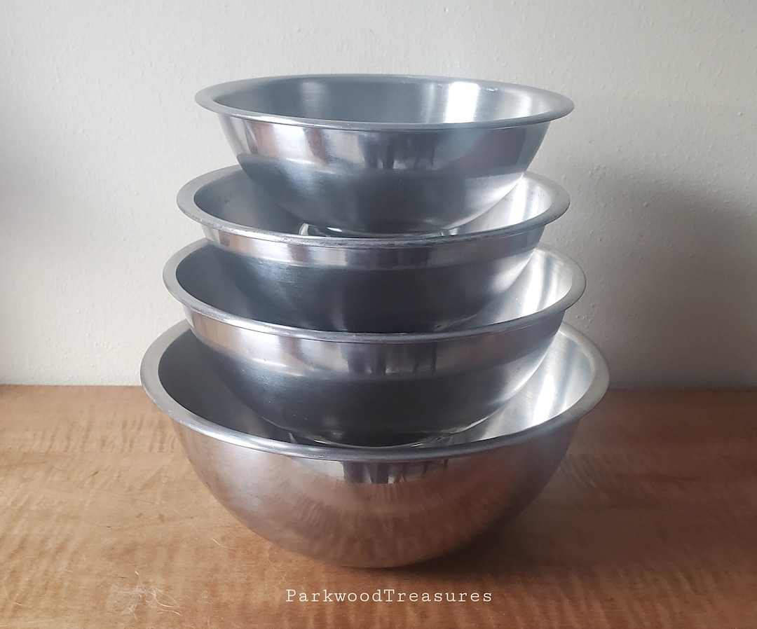 Vintage Mixing Bowls, Set of 4, Stainless Steel Mixing Bowls 