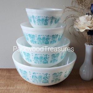 Vintage Pyrex Amish Butterprint Mixing Bowl Nesting Bowls Set of 4 Bowls