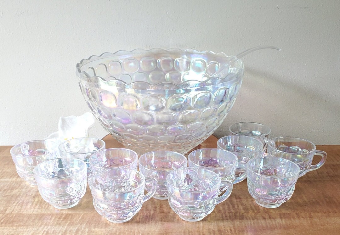 Vintage Punch Bowl Set Glass Wedding Punch Bowl Set for 12 Etsy