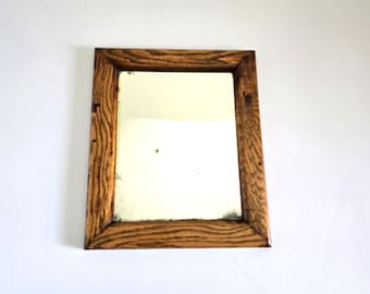 10" x 12" antique wood framed mirror